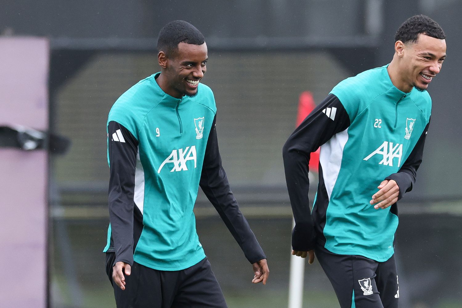 Hugo Ekitike and Alexander Isak in Liverpool training
