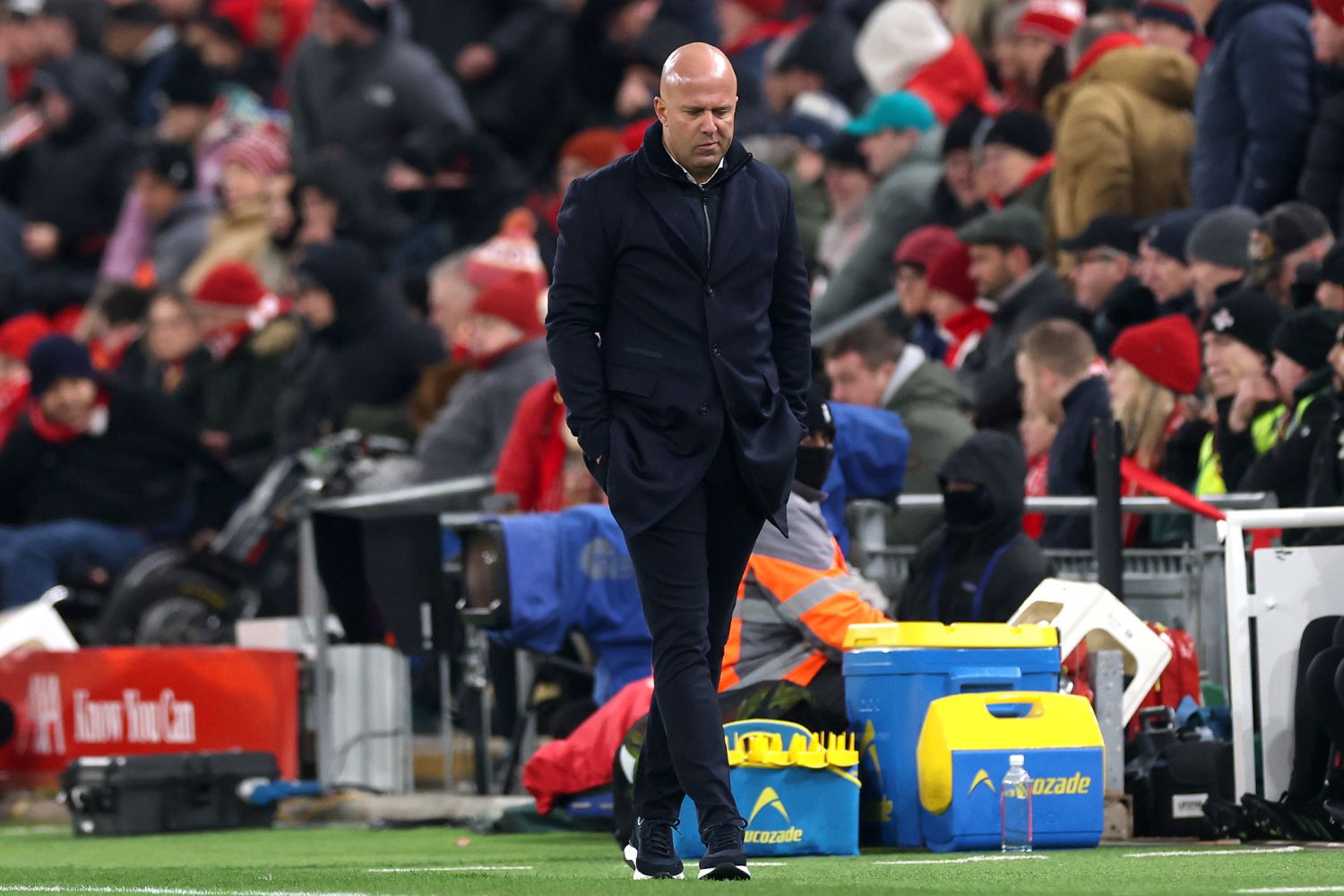 Arne Slot at Anfield against Sunderland