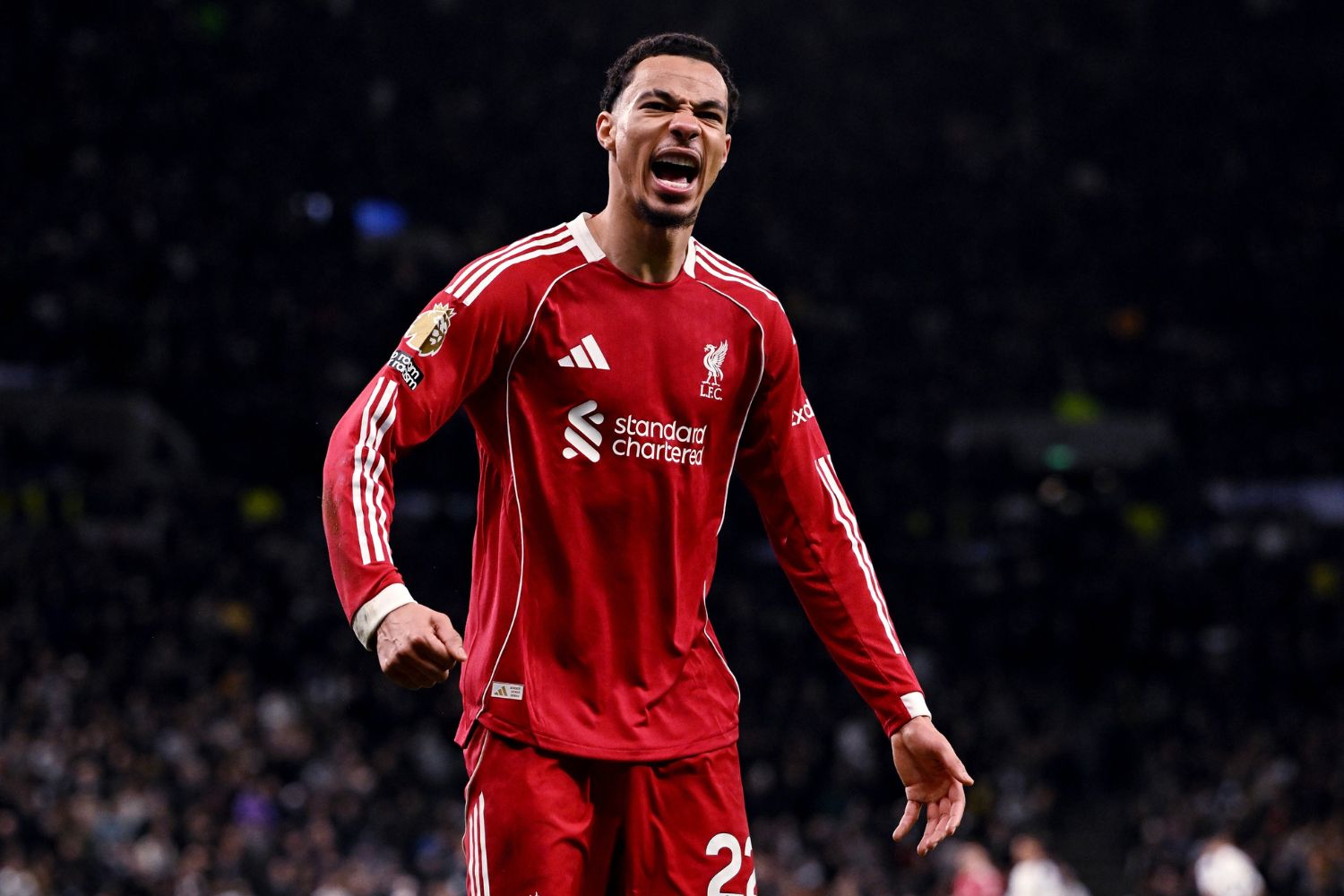 Hugo Ekitike celebrates against Tottenham