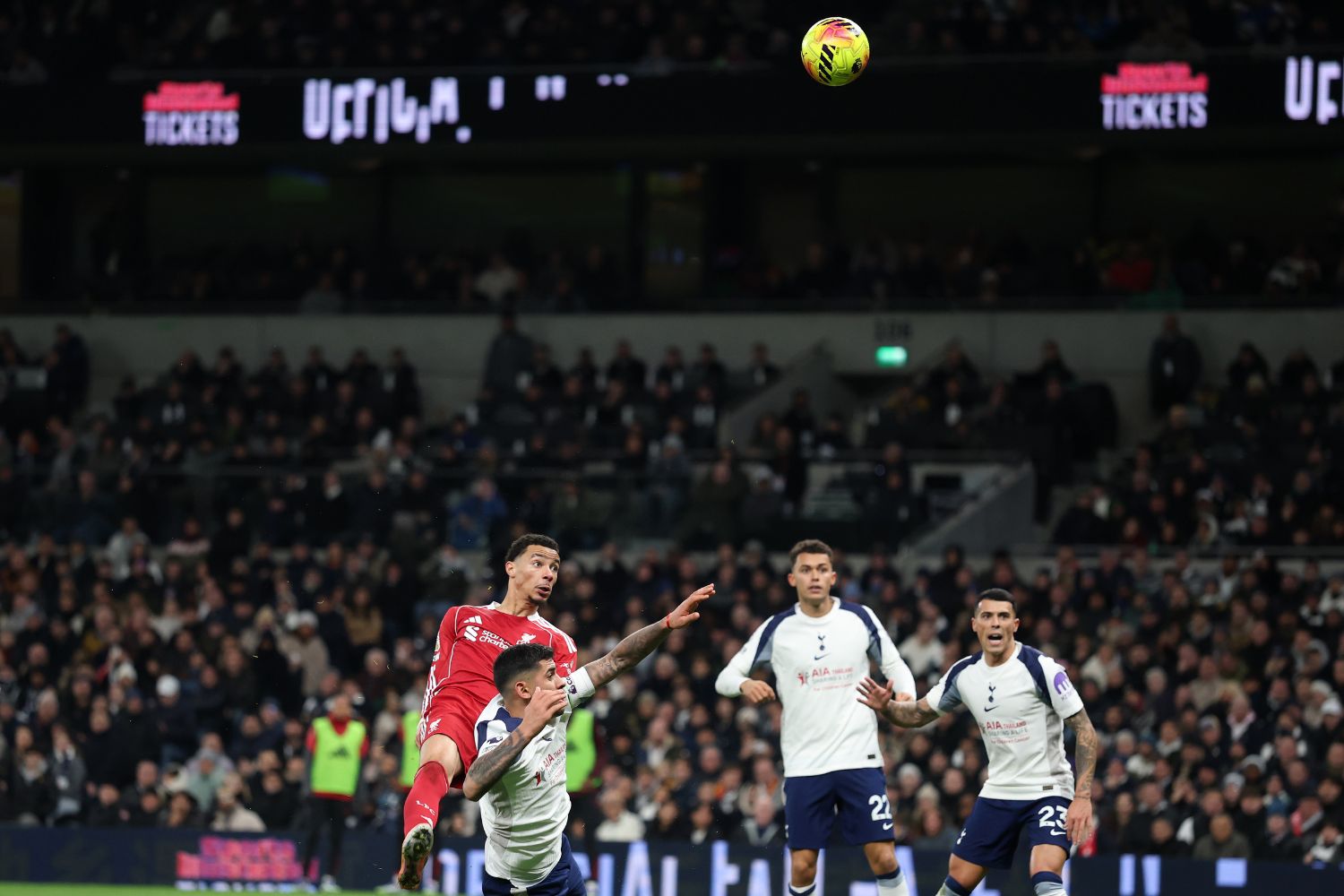 Hugo Ekitike scores against Tottenham