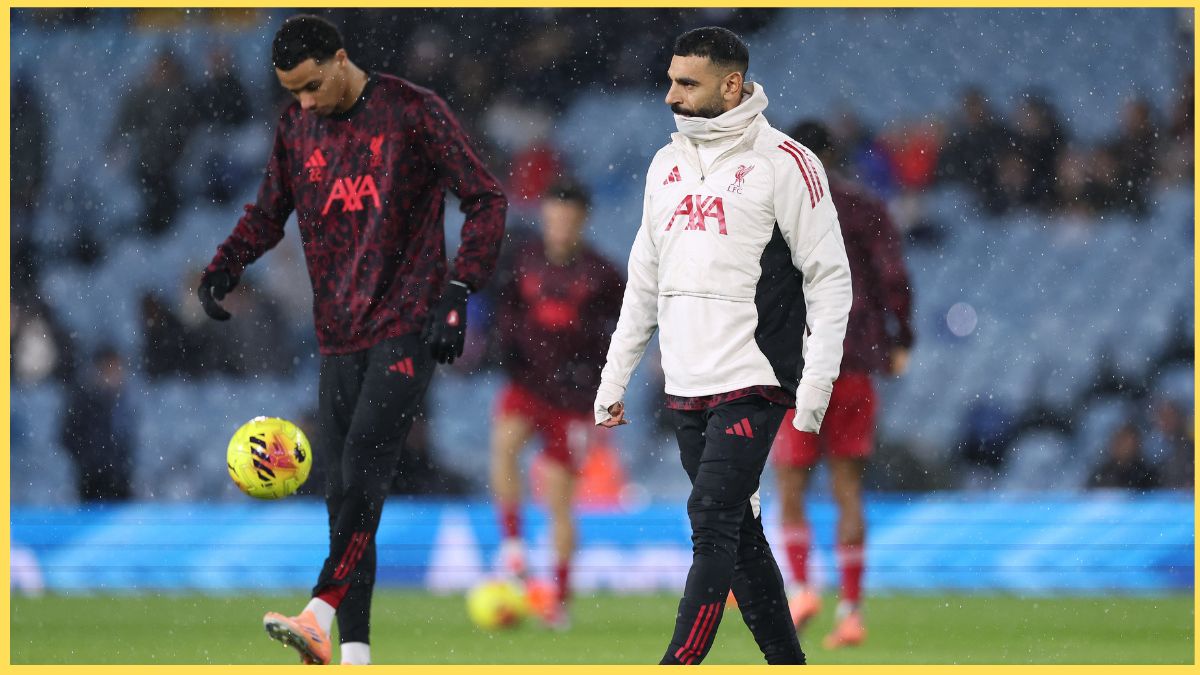 Mo Salah on the pitch at Elland Road