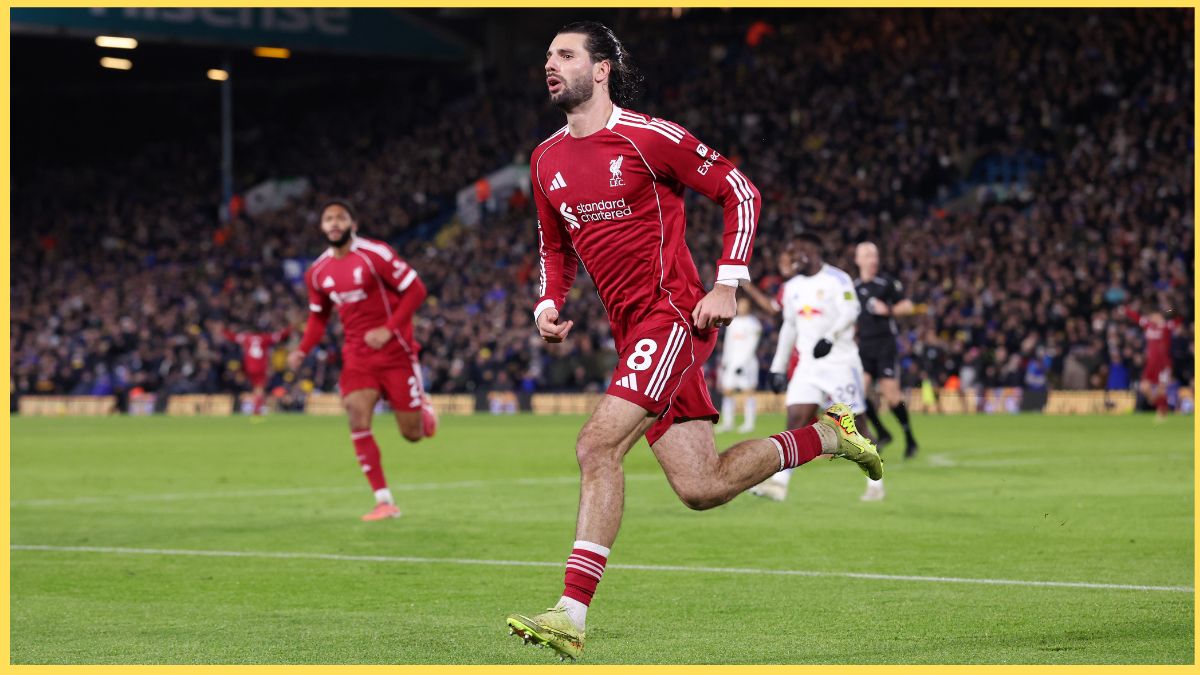 Dominik Szoboszlai celebrates scoring against Leeds