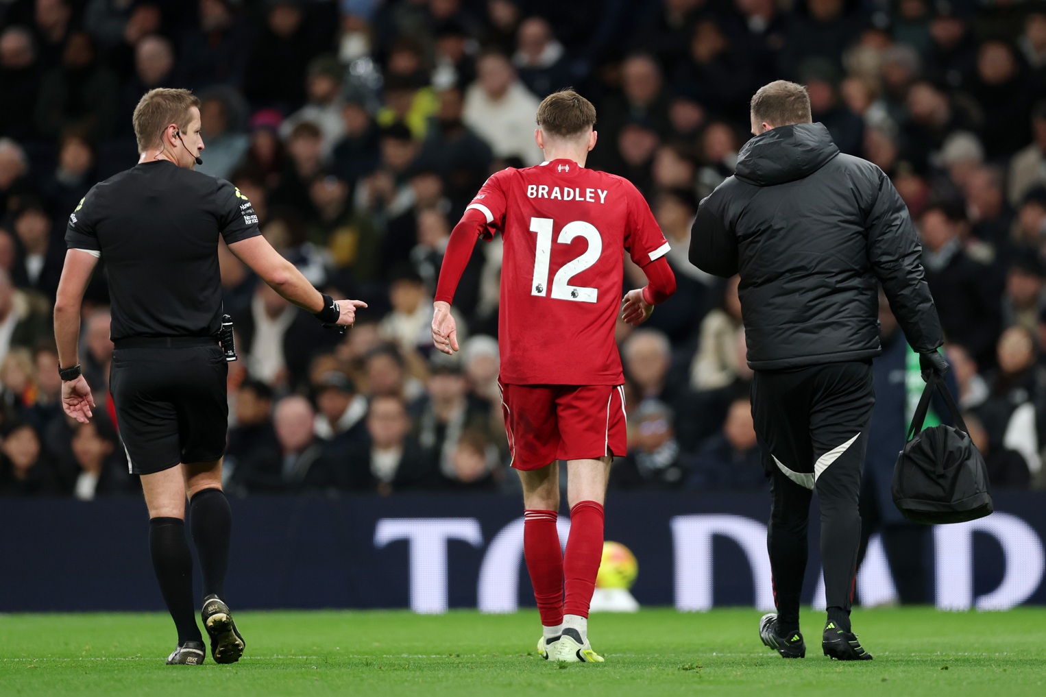 Conor Bradley appeared to tweak his hamstring in Liverpool's win over Spurs last weekend