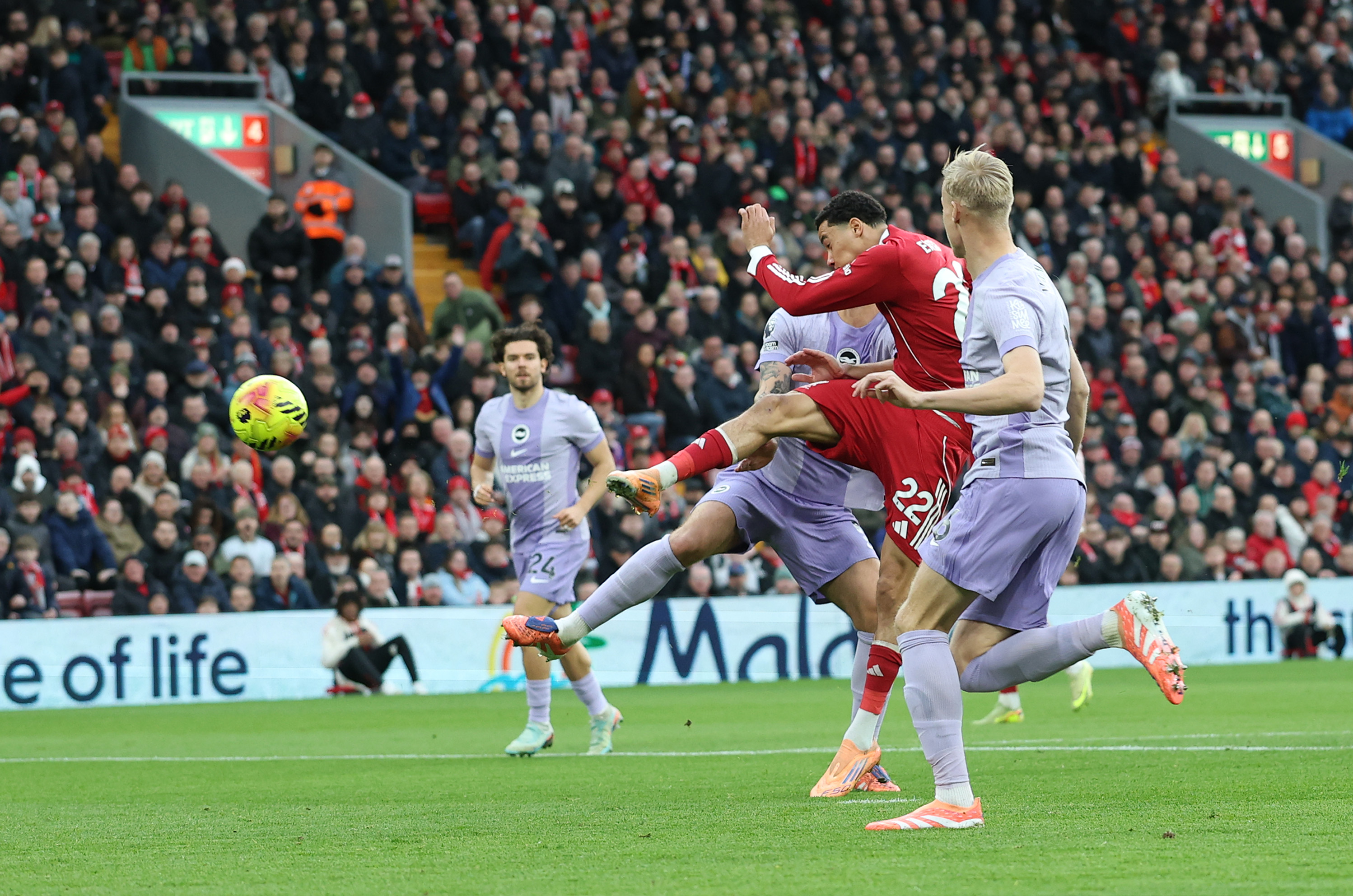 Hugo Ekitike scored twice in Liverpool's win over Brighton on Saturday