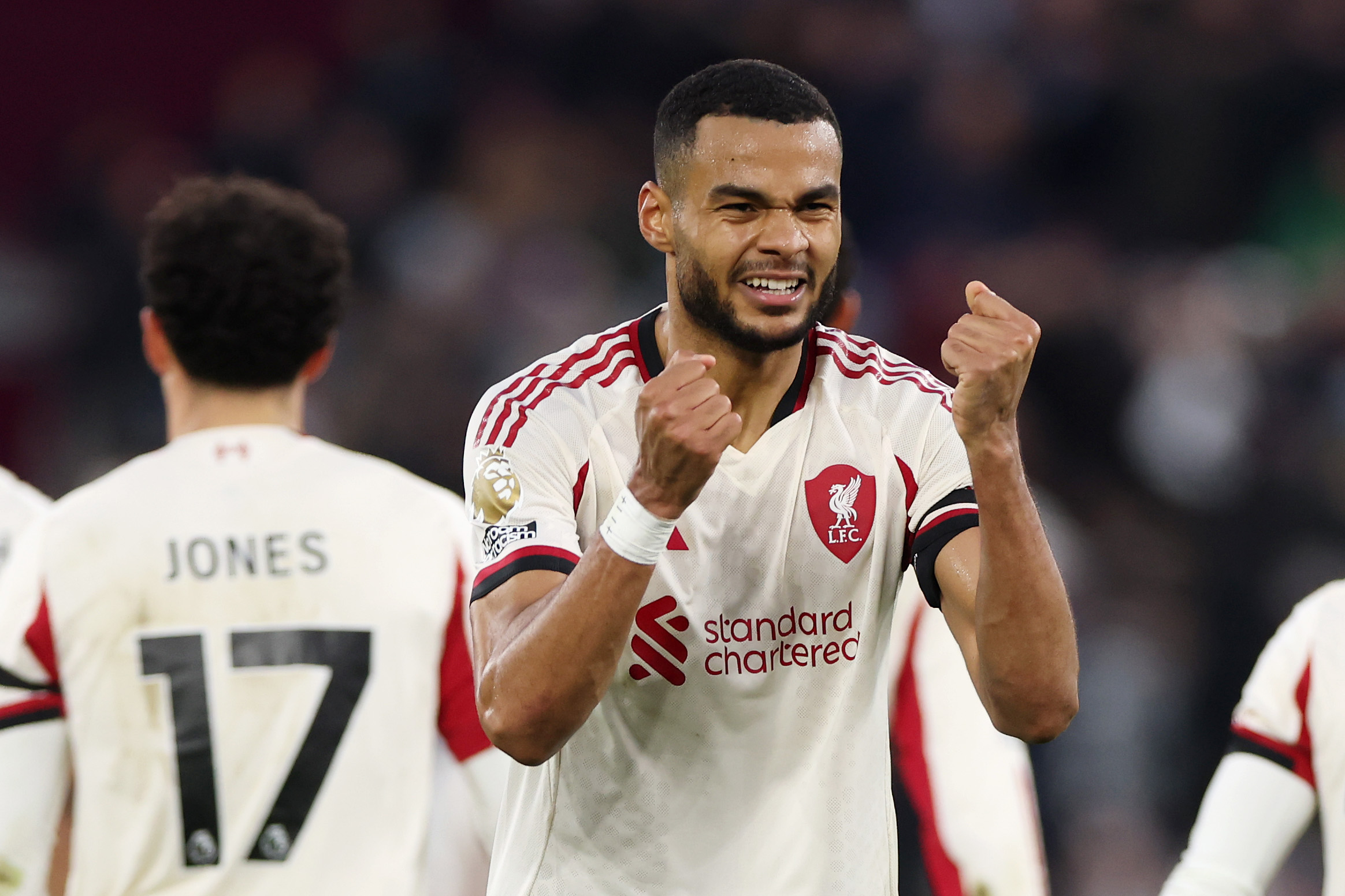 Cody Gakpo celebrates scoring in Liverpool's 2-0 win over West Ham