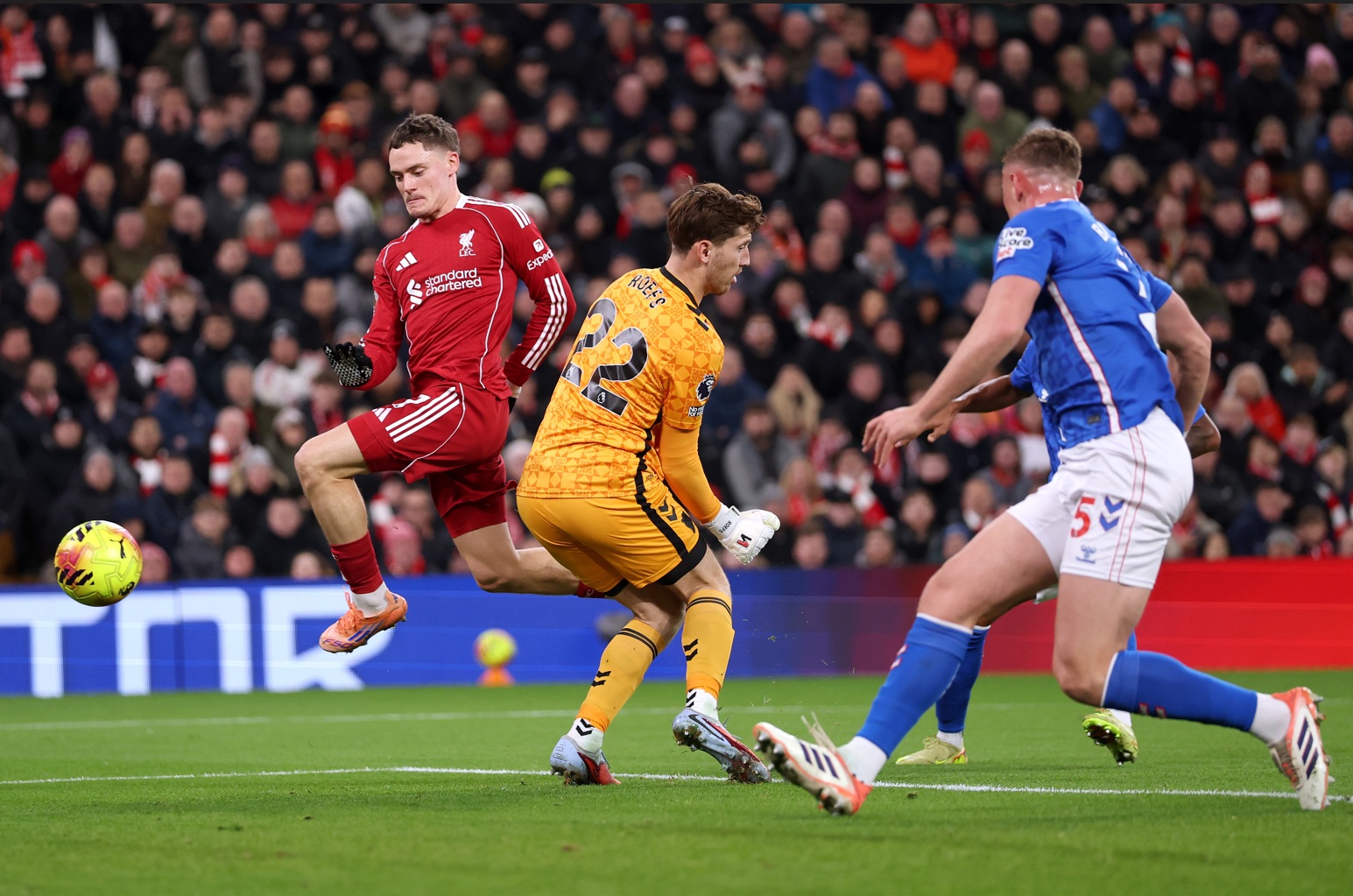 Robin Roefs denied Florian Wirtz what would've been his first Liverpool goal on Wednesday night