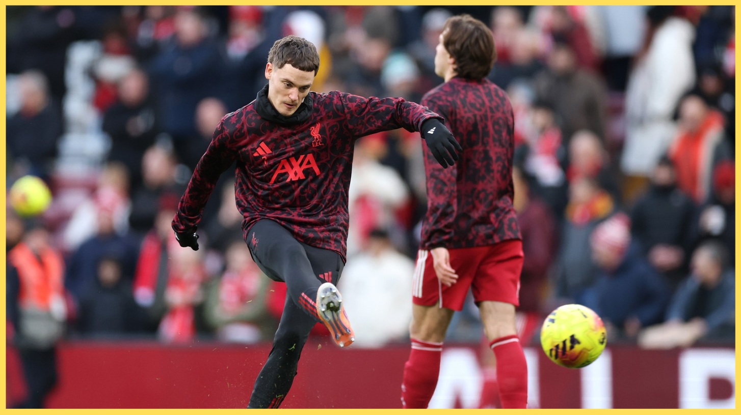 Florian Wirtz warms up prior to Liverpool's match against Wolves