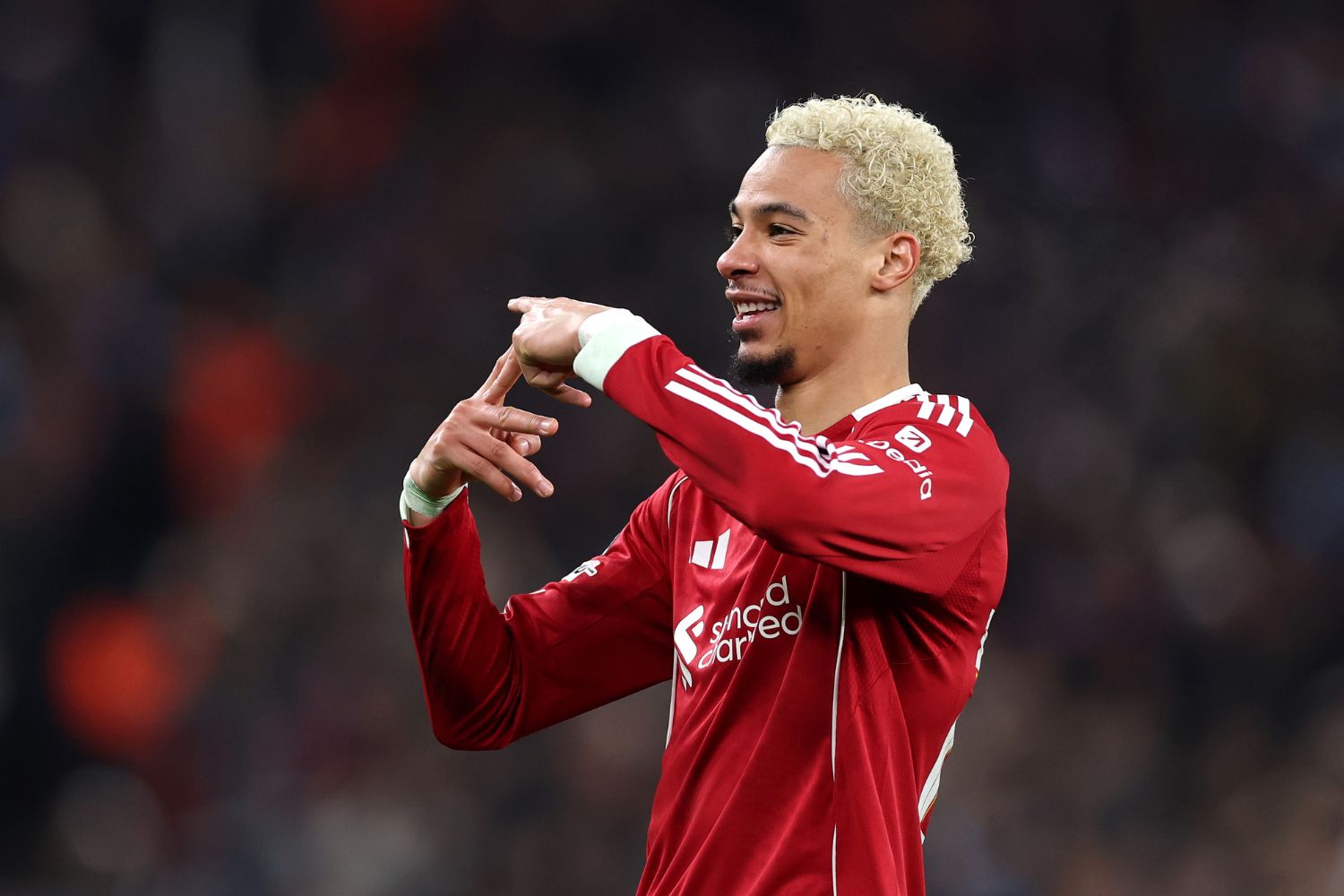 Hugo Ekitike celebrates his goal against Qarabag