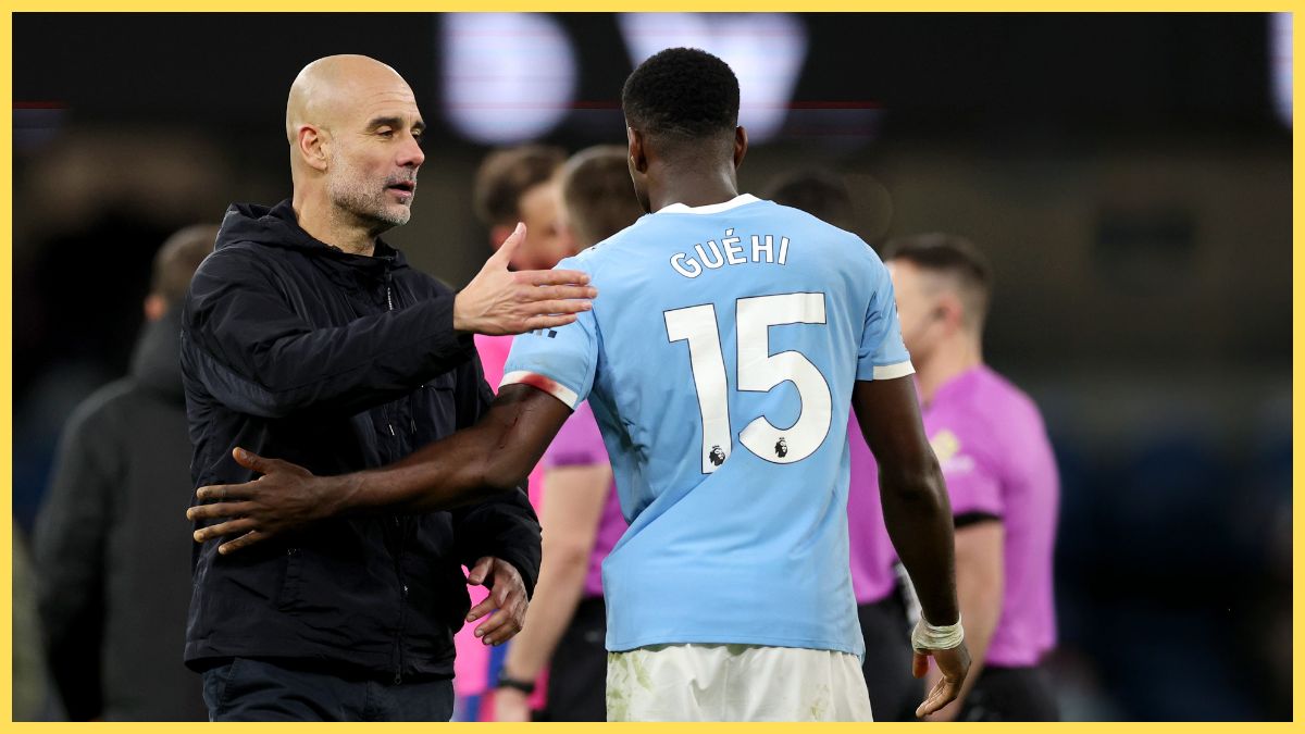 Marc Guehi with Pep Guardiola
