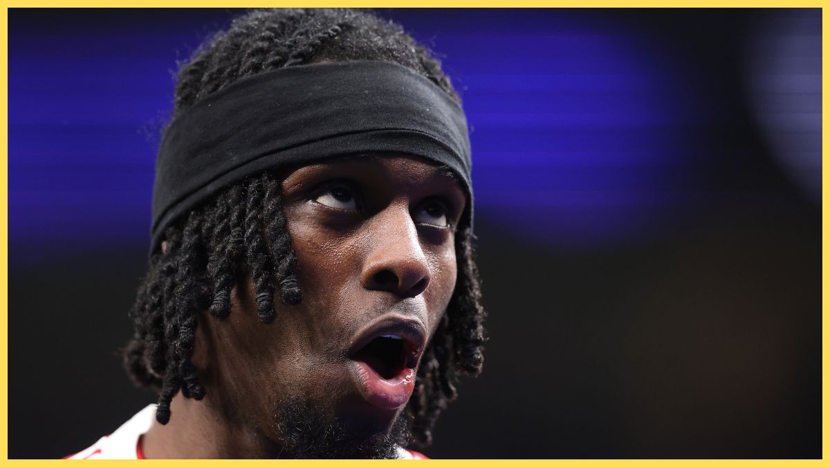 Jeremie Frimpong opens his mouth in shock.