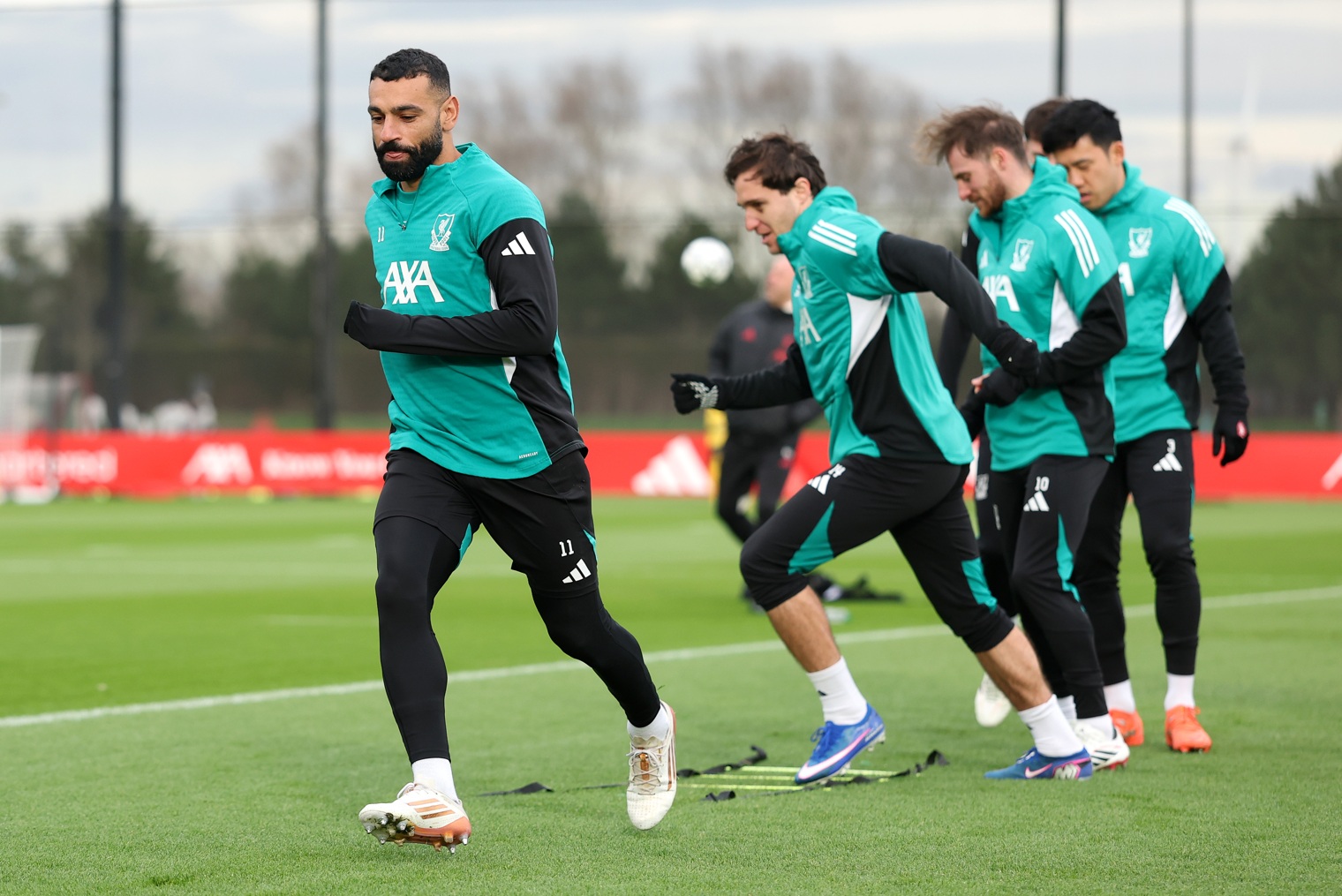 Mohamed Salah of Liverpool trains during a Liverpool FC Training Session at AXA Training Centre