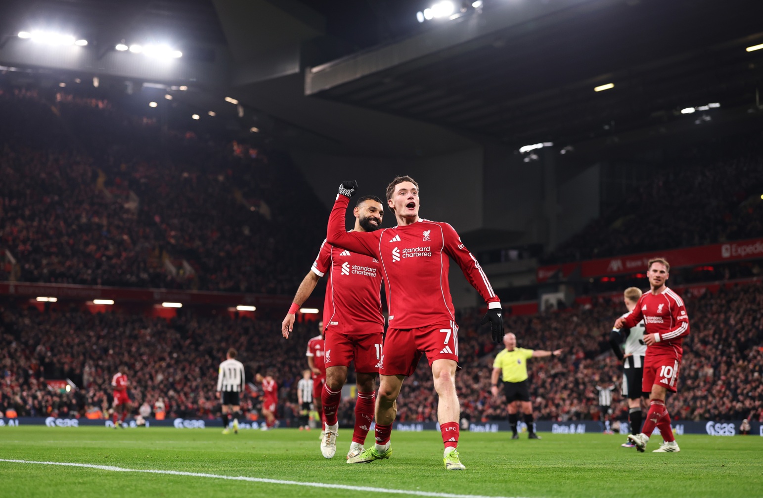 Florian Wirtz celebrates his goal against Newcastle
