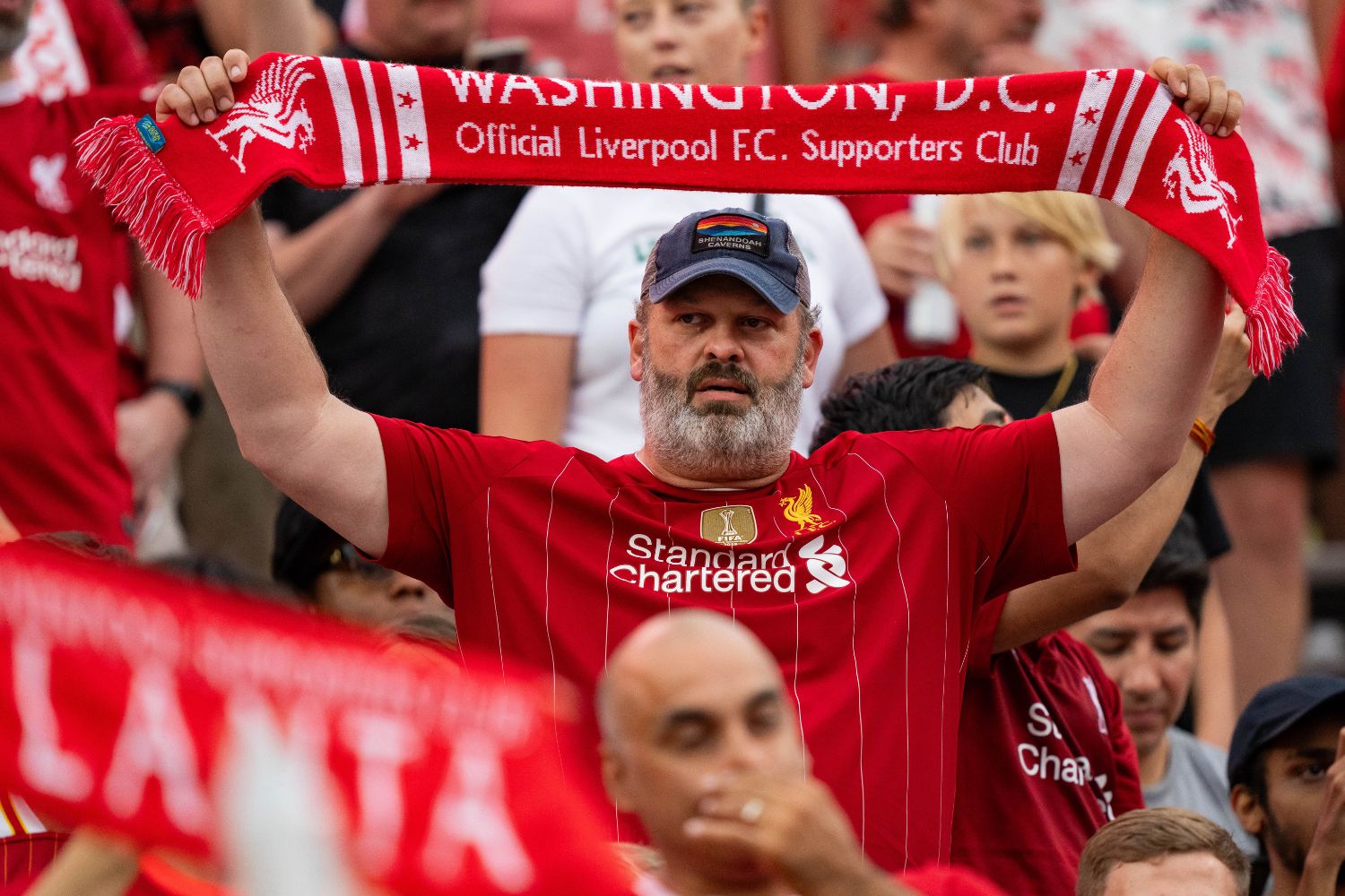 Liverpool fans cheer during their pre-season friendly match against Manchester United at Williams-Brice Stadium on August 03, 2024 in Columbia, South Carolina