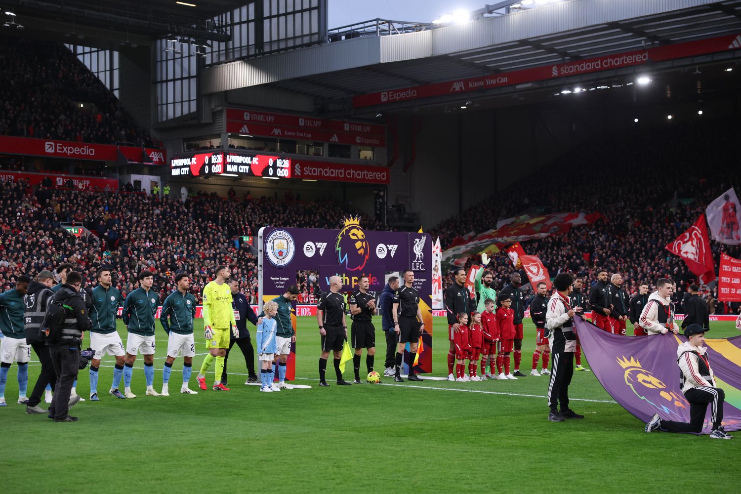 Liverpool and Manchester City line-up at Anfield