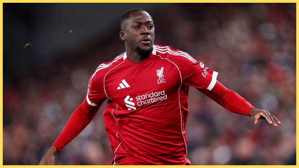 Ibou Konate plays against Brighton at Anfield in the FA Cup