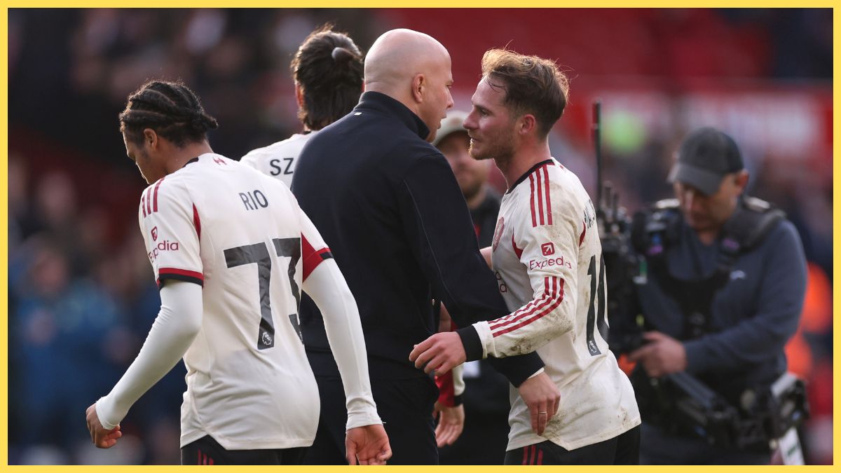 Arne Slot and Alexis Mac Allister after beating Nottingham Forest