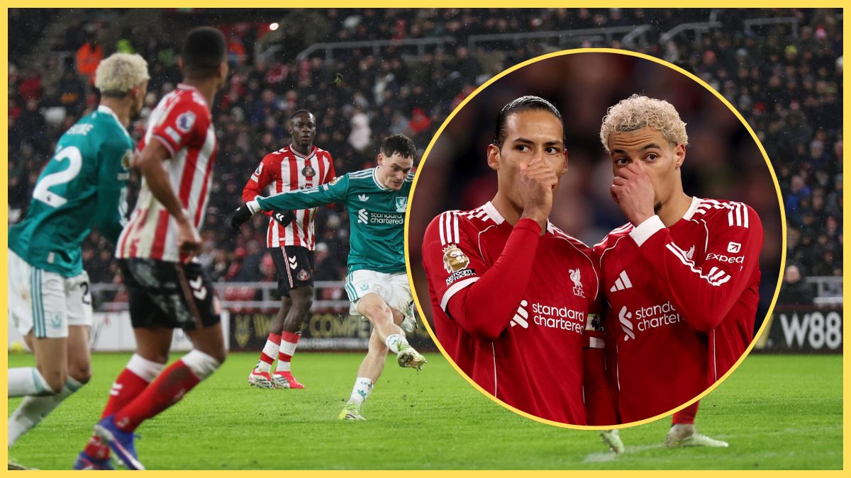 Hugo Ekitike confers behind his hand with Virgil van Dijk.