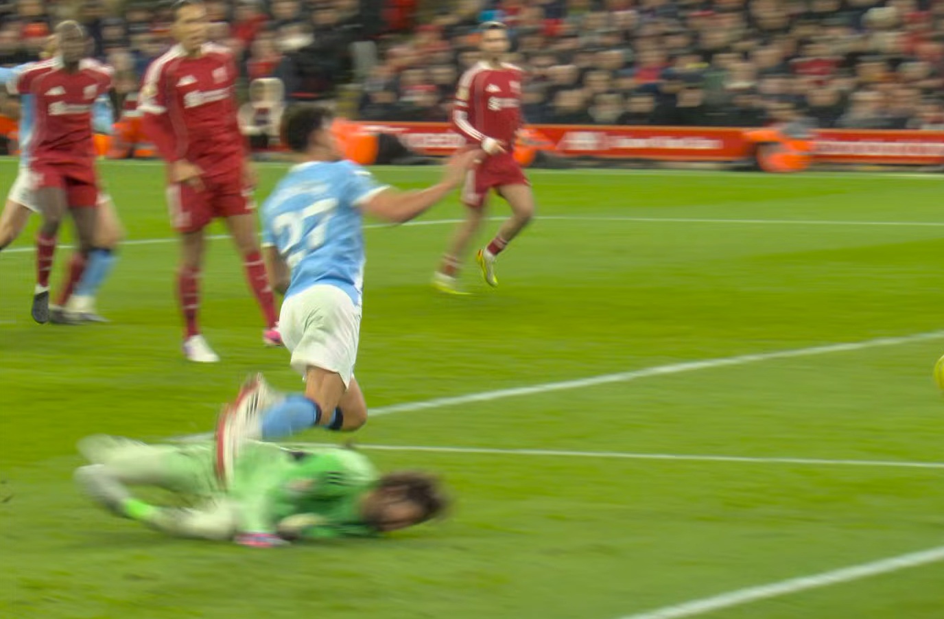 Alisson Becker conceded a stoppage-time penalty after fouling Matheus Nunes