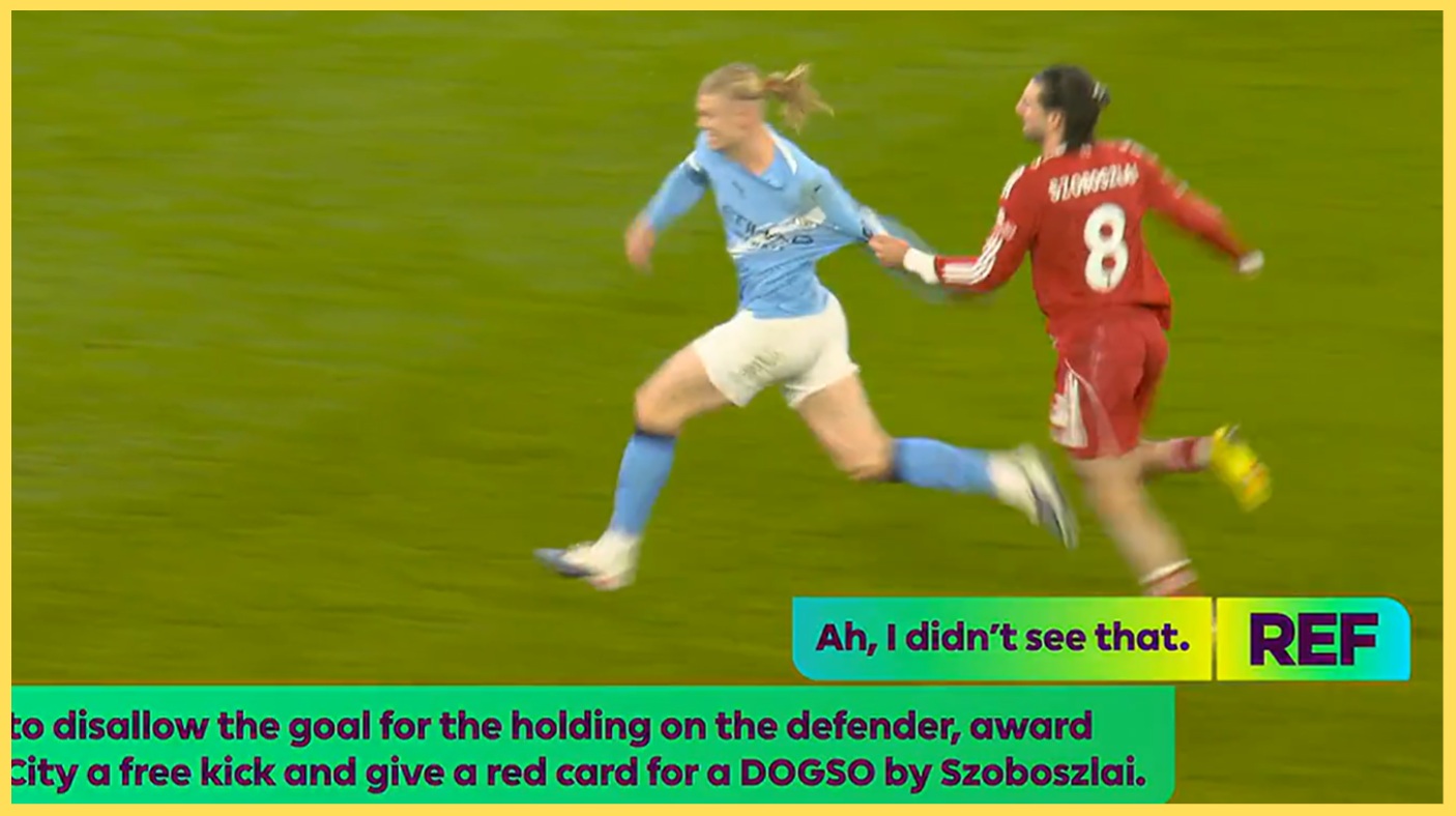 The VAR transcript of Dominik Szoboszlai's red card against Man City has been released
