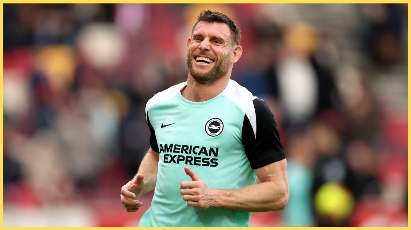 James Milner warms up prior to a game for Brighon