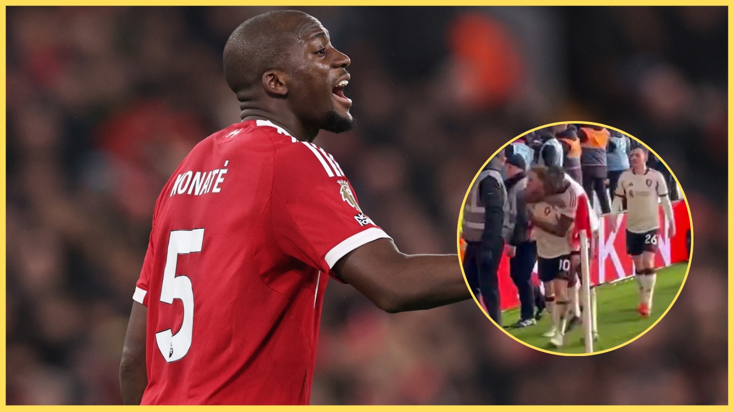 Ibrahima Konate celebrates with Alexis Mac Allister after the Argentine's last-gasp winner at Nottingham Forest