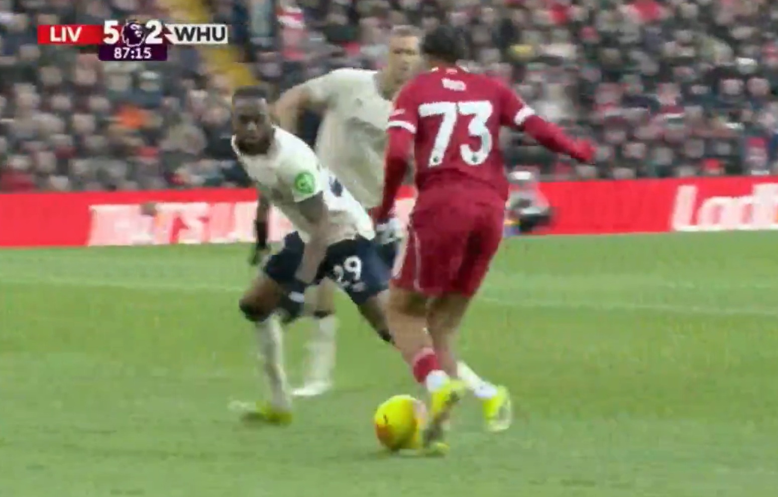Rio Ngumoha charge at Aaron Wan-Bissaka in Liverpool's win over West Ham