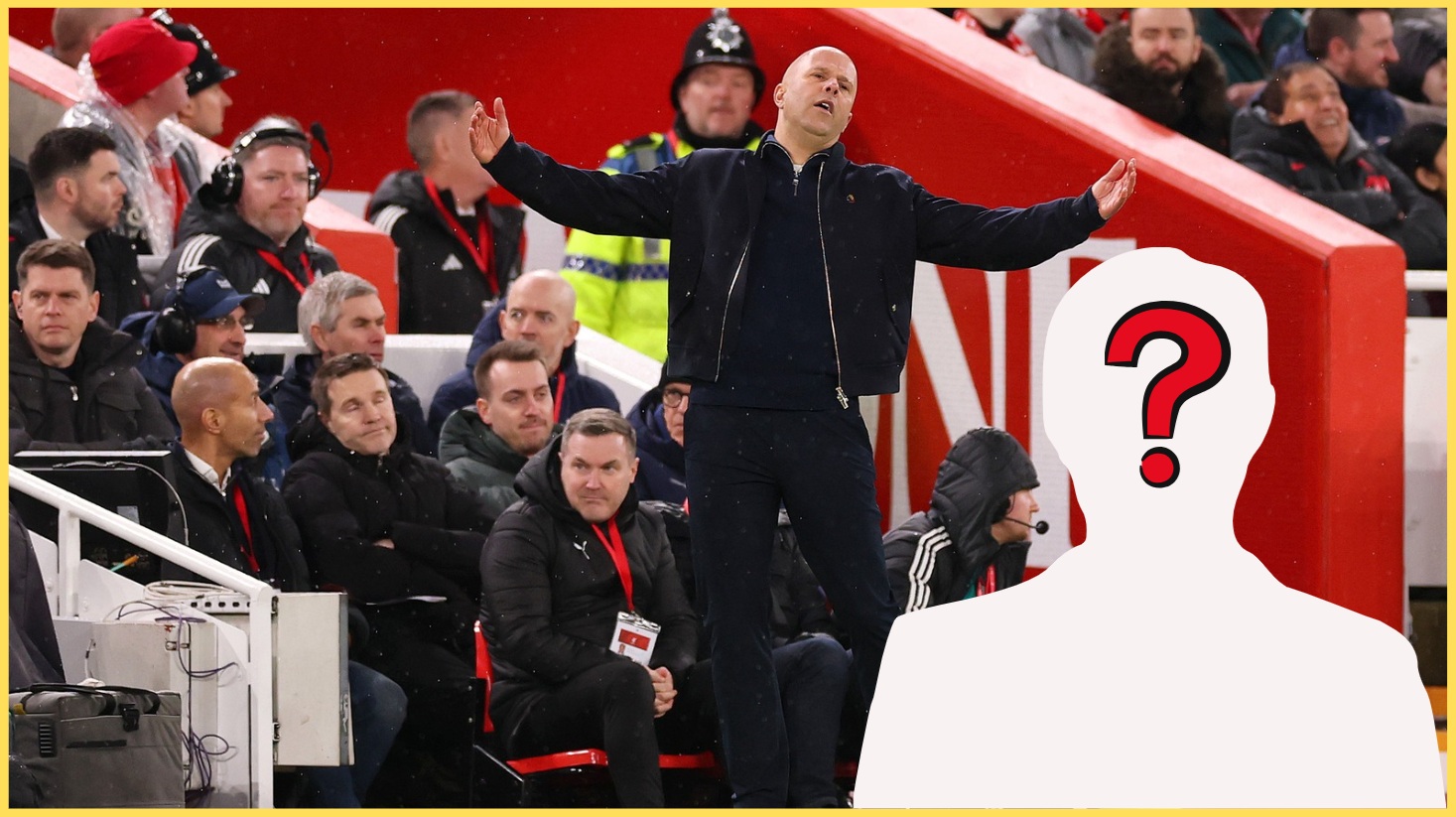 Arne Slot reacts with frustration