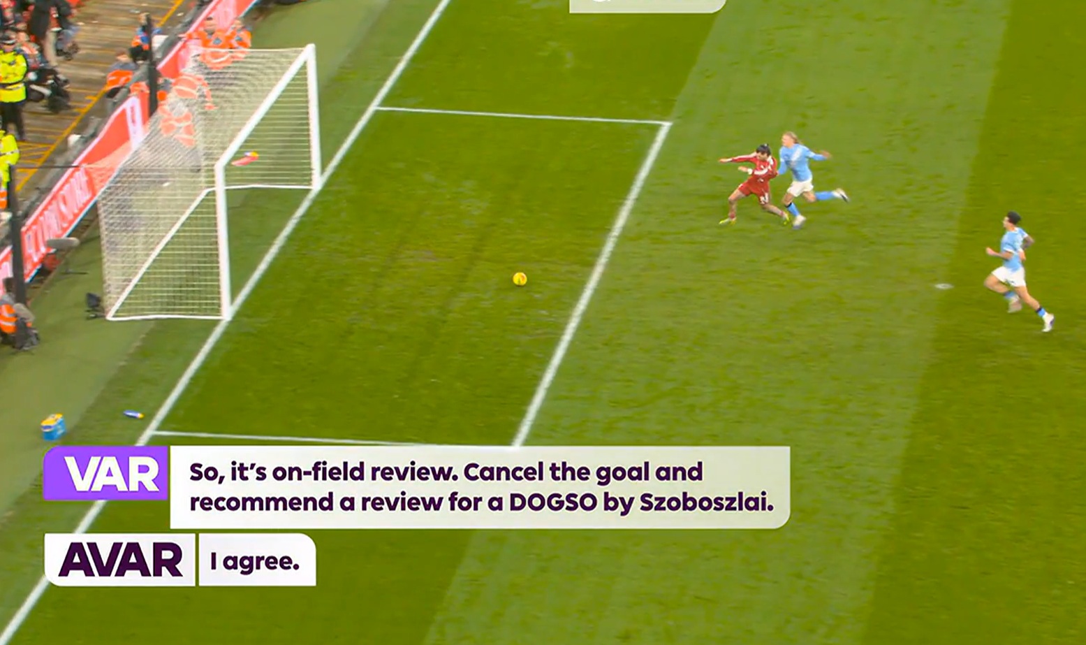 Rayan Cherki's goal against Liverpool was disallowed after a VAR intervention