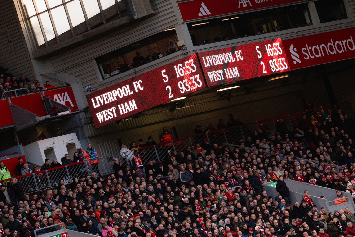 Liverpool scoreboard after beating West Ham 5-2