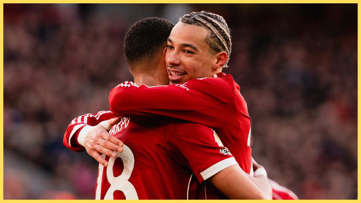 Hugo Ekitike and Cody Gakpo celebrate for Liverpool