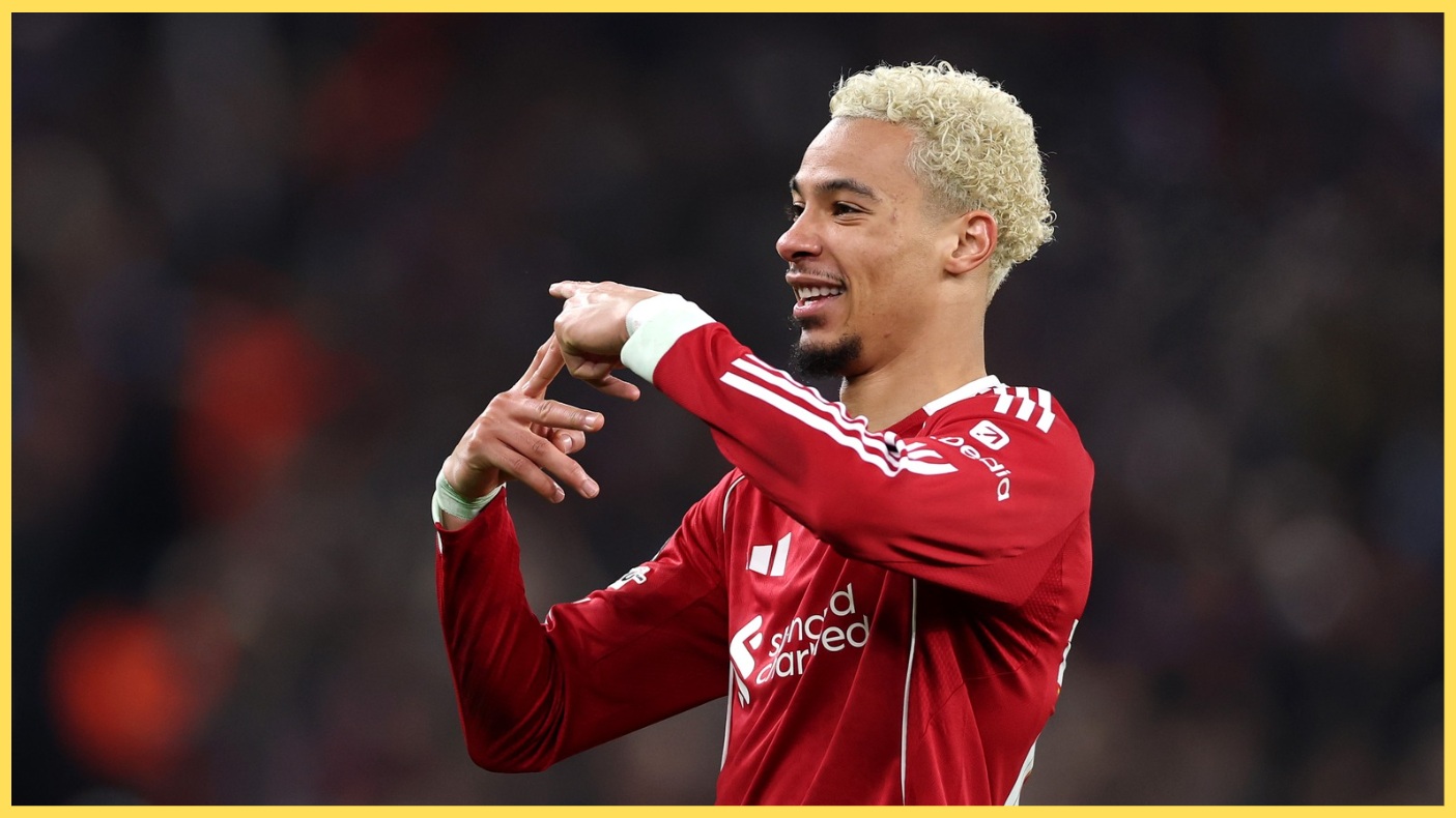 Hugo Ekitike celebrates scoring against Qarabag in January