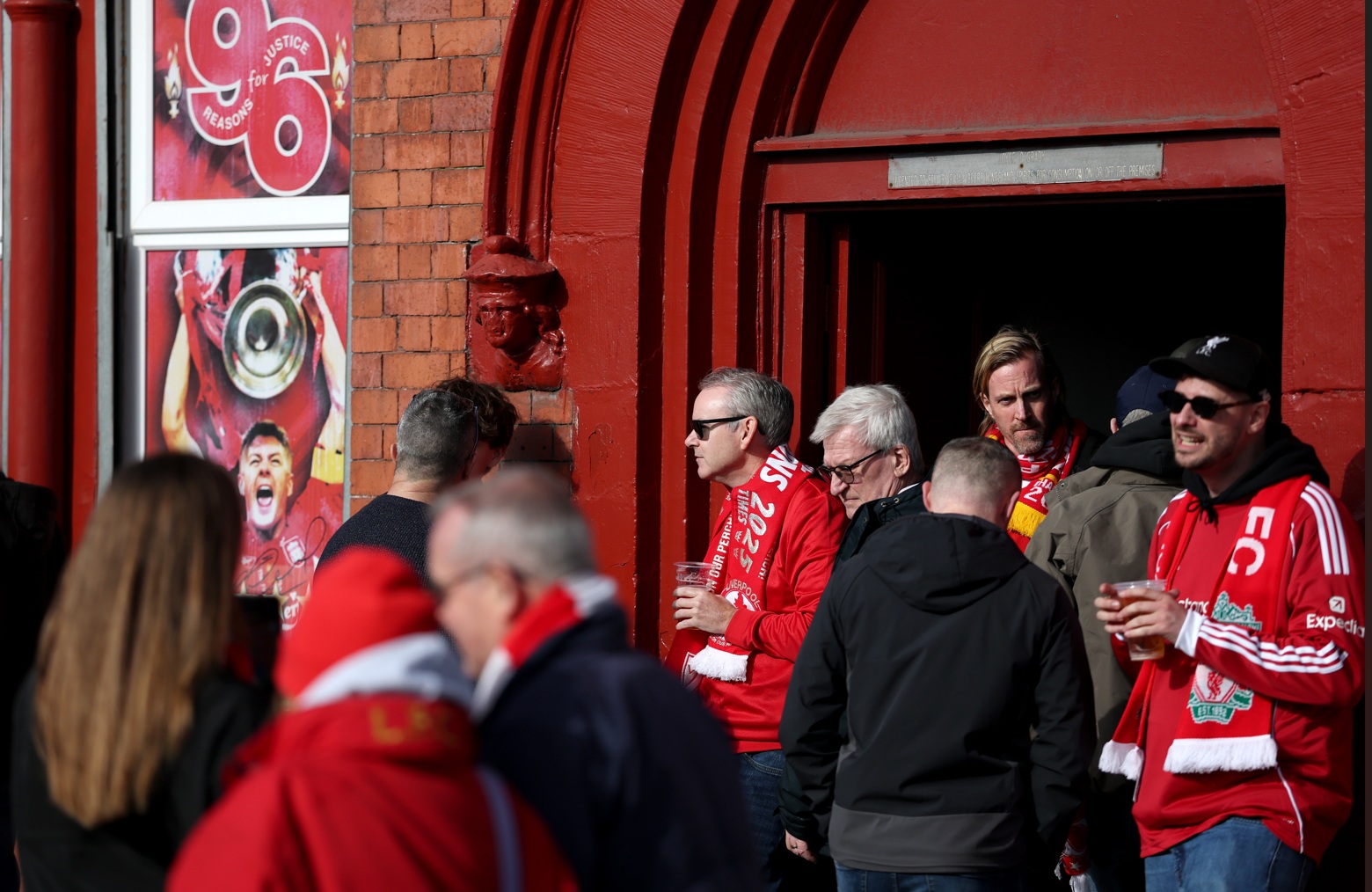 Liverpool fans congregate near Anfield on matchday