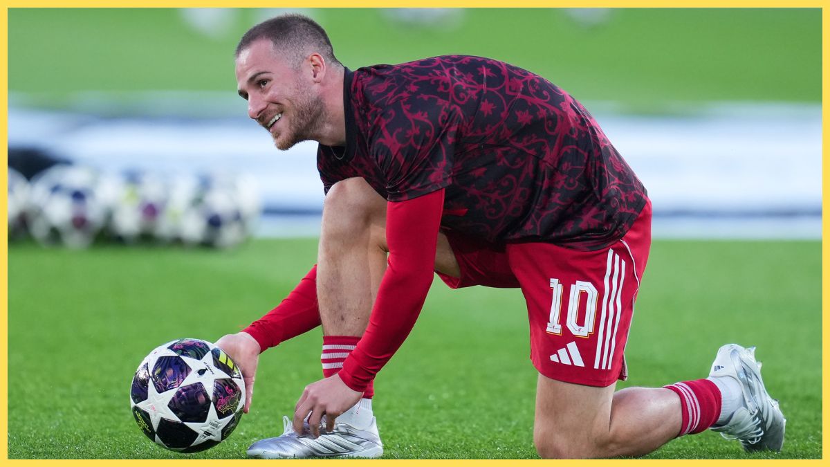Alexis Mac Allister of Liverpool looks on prior to the UEFA Champions League 2025/26 Quarter-Final First Leg match between Paris Saint-Germain FC and Liverpool FC at Parc des Princes