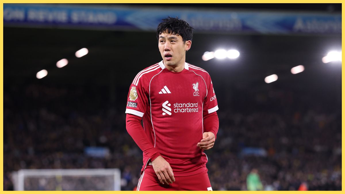 Wataru Endo of Liverpool during the Premier League match between Leeds United and Liverpool