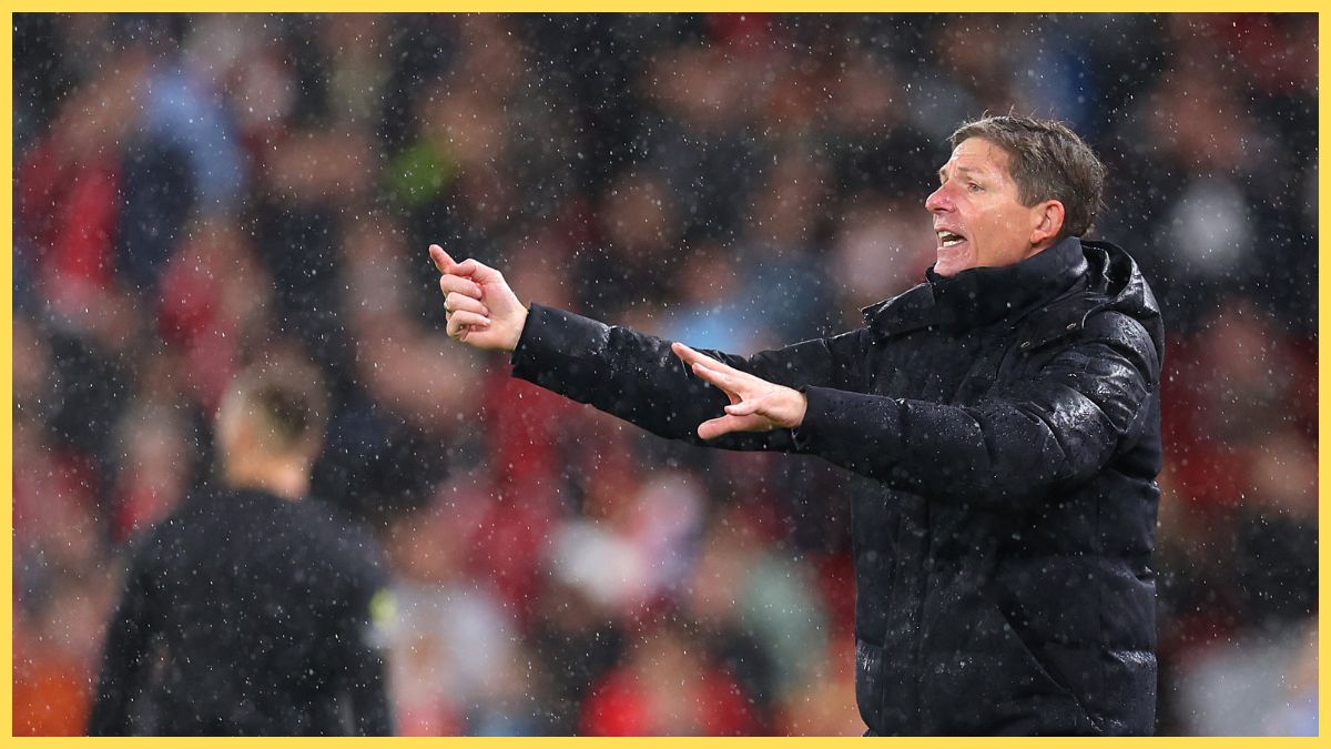 Oliver Glasner, Manager of Crystal Palace reacts during the Carabao Cup Fourth Round match between Liverpool and Crystal Palace at Anfield