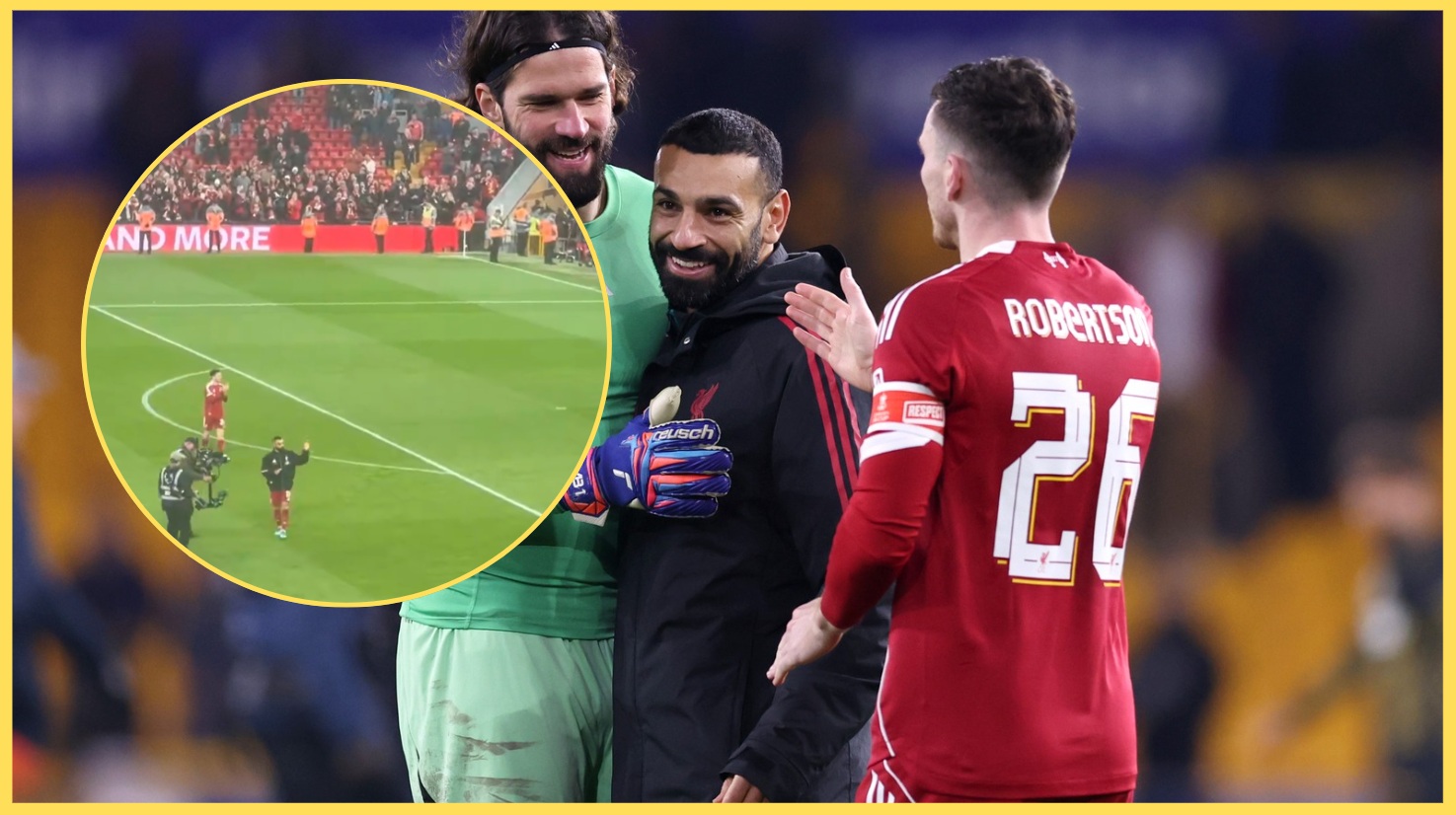 (Video) Watch as Mo Salah and Andy Robertson react to raucous post-match appreciation at Anfield