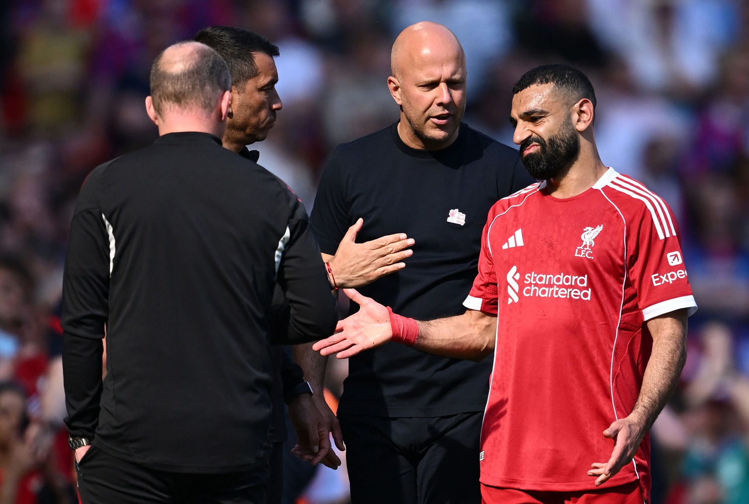 Mo Salah looked dejected as he went off injured in Liverpool's win over Crystal Palace