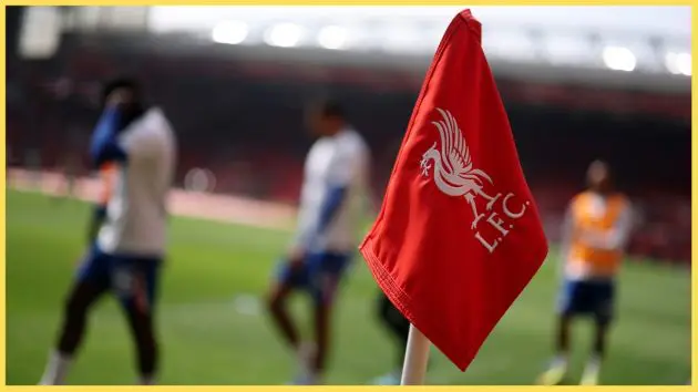 An image of one of the corner flags at Anfield
