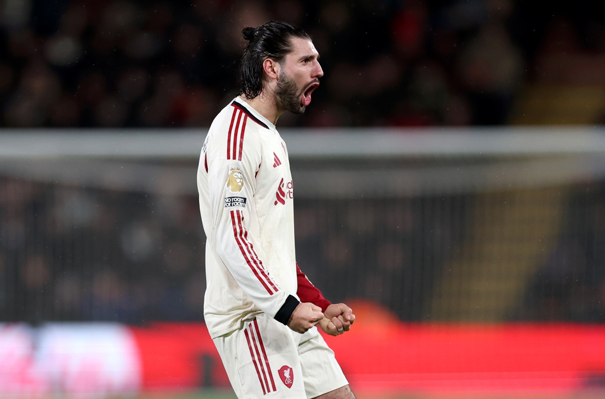 Dominik Szoboszlai celebrates scoring for Liverpool