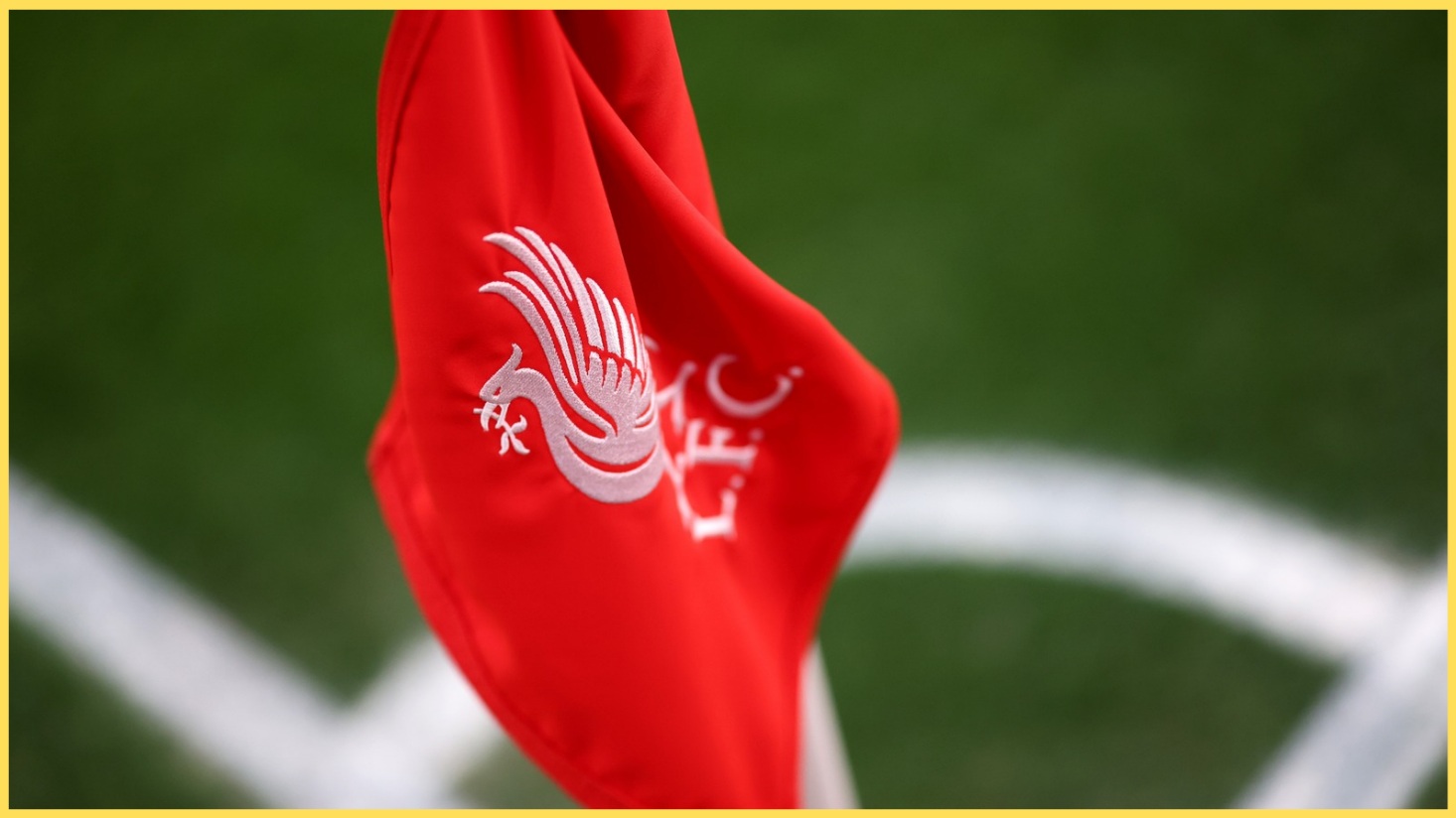 An image of one of the corner flags at Anfield