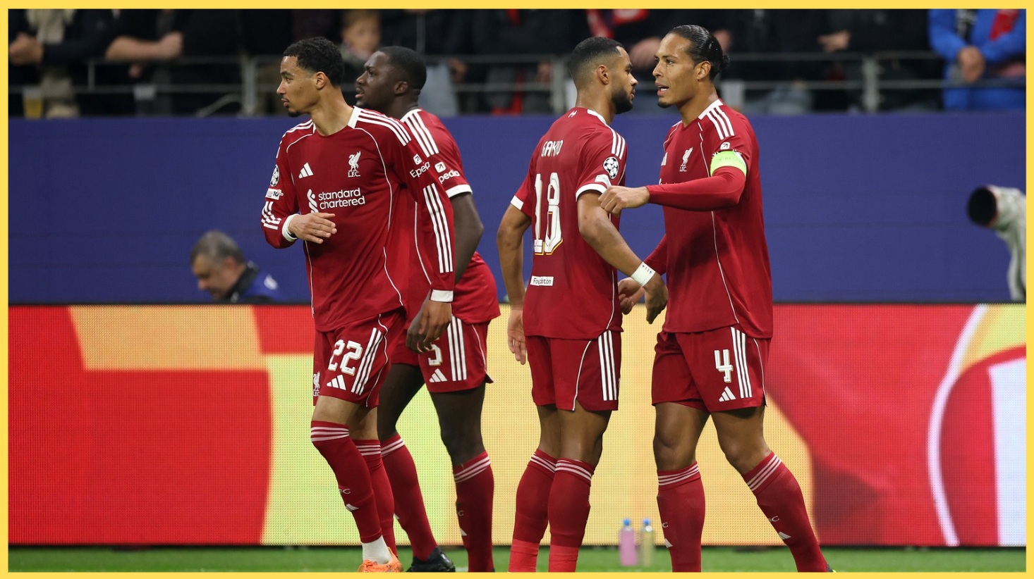 Cody Gakpo and Virgil van Dijk celebrate a goal for Liverpool