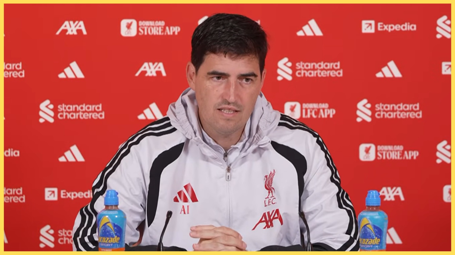 Andoni Iraola speaks to the media ahead of Liverpool's match against Nottingham Forest