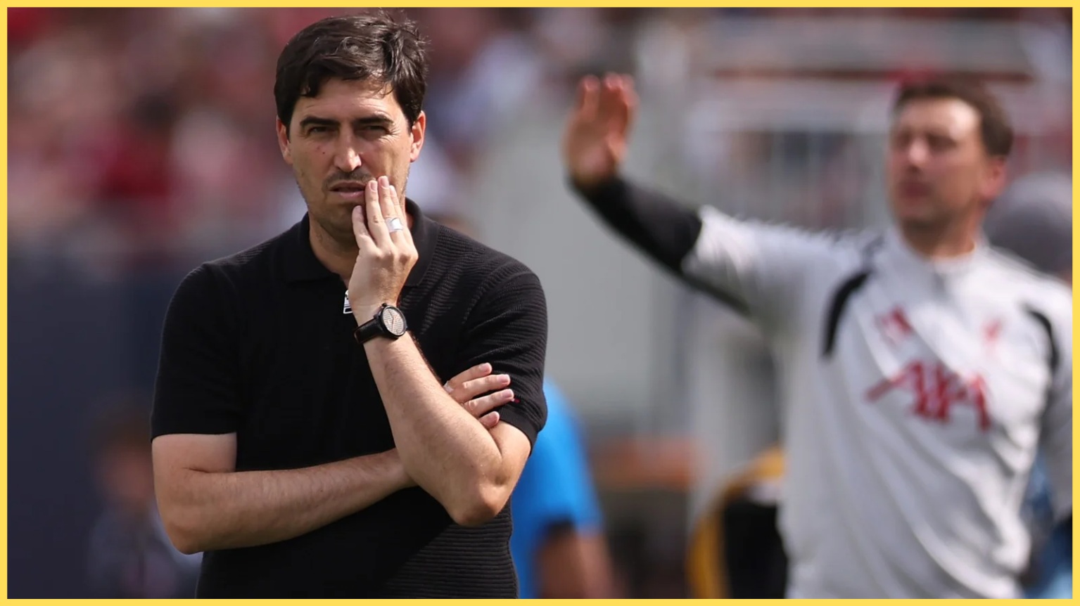 Andoni Iraola wears a worried expression