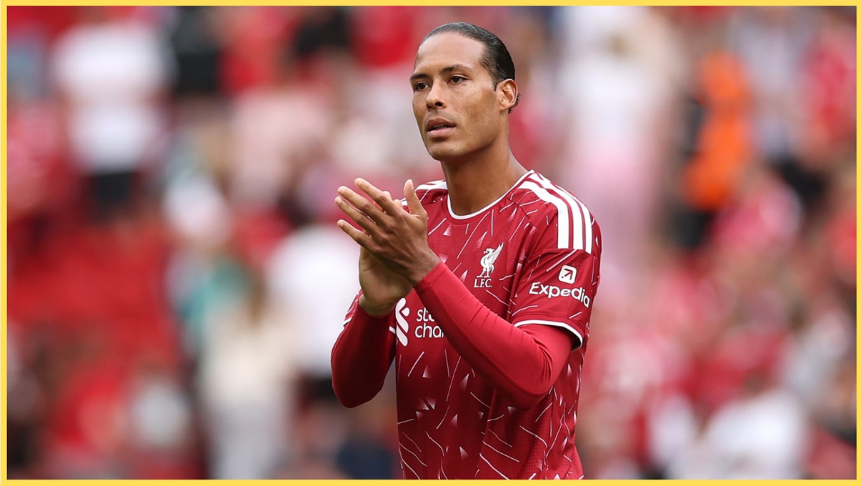 Virgil van Dijk applauds Liverpool fans at Anfield