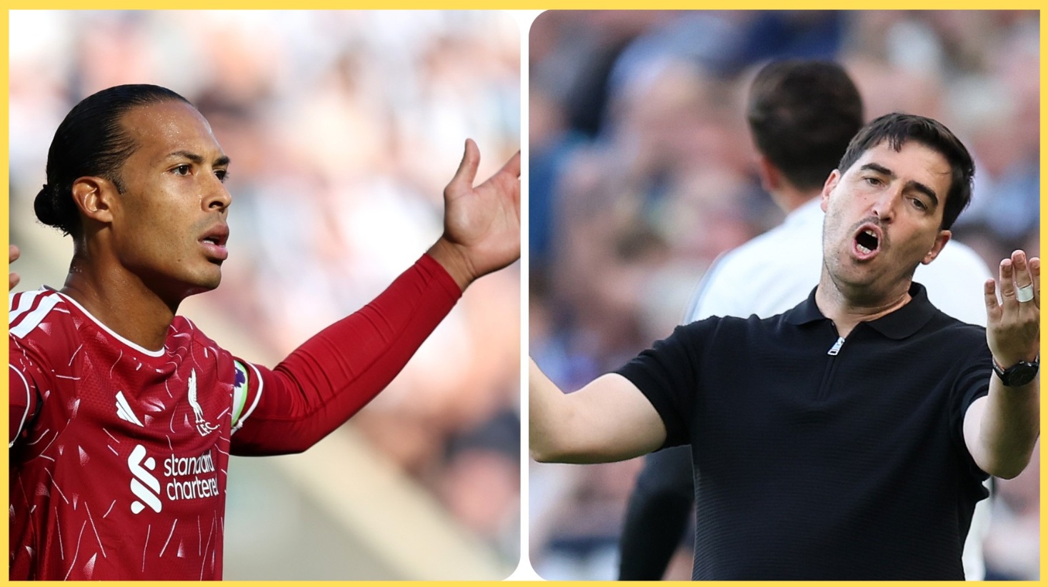 Virgil van Dijk and Andoni Iraola both cut frustrated figures during Liverpool's draw against Newcastle